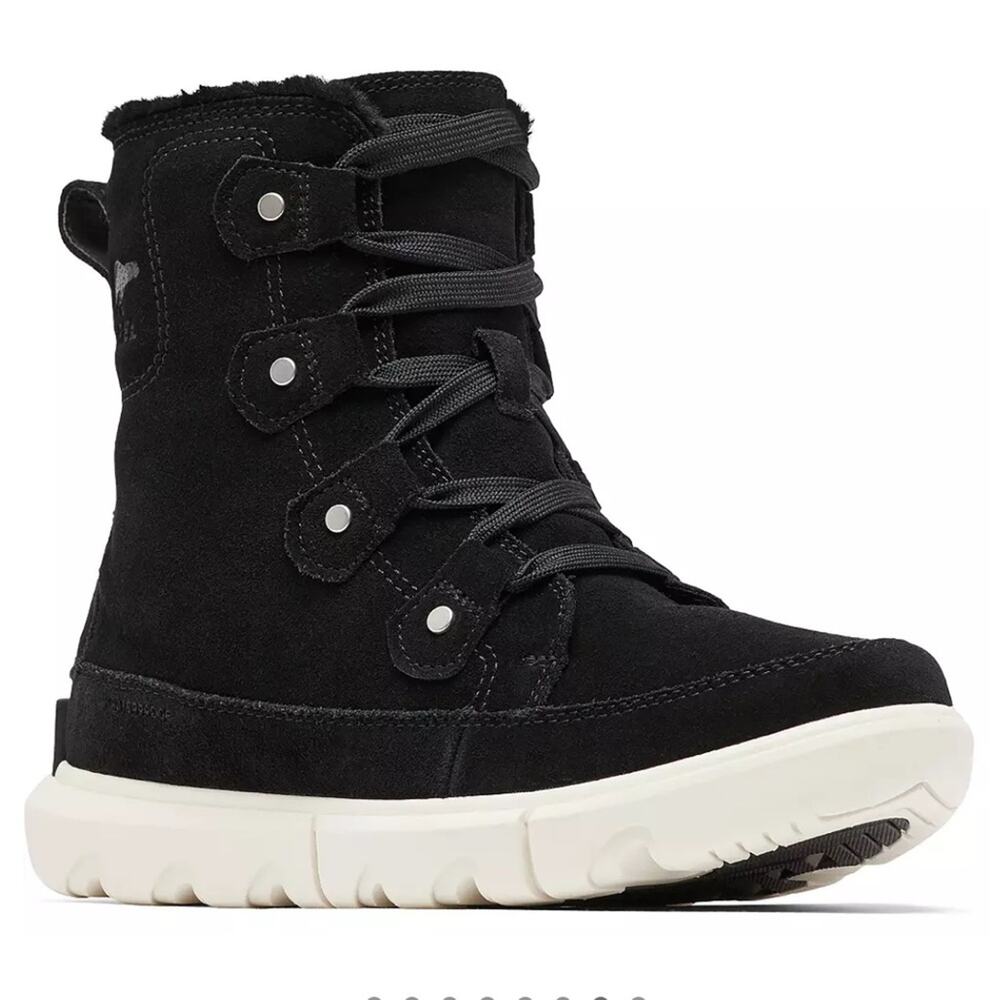 NWT Sorel black nubuck fur fleece lined waterproof Explorer Next Joan boots - Picture 3 of 16